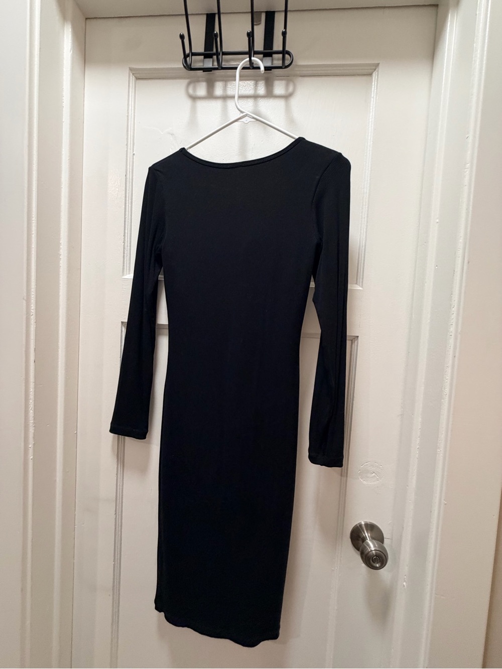 Popilush Black Long Sleeve Shapewear Midi Dress | Sculpting Bodycon Dress - Picture 3 of 3